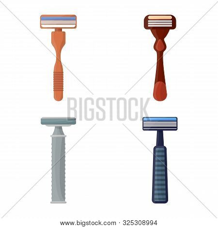 Vector Illustration Of Razor And Hair Icon. Set Of Razor And Shaving Stock Vector Illustration.