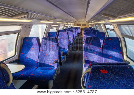 Tel Aviv-yafo, Israel, September 17, 2019 : Rows Of Armchairs In The Upper Compartment Of A Two-stor