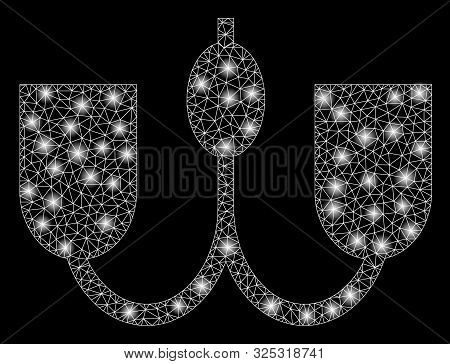 Glossy Mesh Wall Fixture With Glow Effect. Abstract Illuminated Model Of Wall Fixture Icon. Shiny Wi