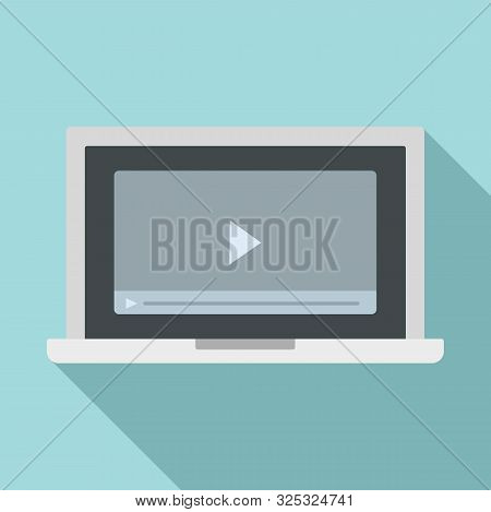 Laptop Webinar Icon. Flat Illustration Of Laptop Webinar Vector Icon For Web Design
