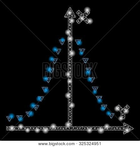 Flare Mesh Dotted Gauss Plot With Glare Effect. Abstract Illuminated Model Of Dotted Gauss Plot Icon