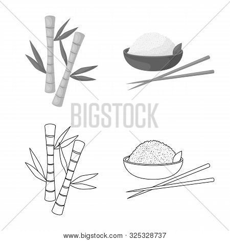 Vector Illustration Of Country And Asia Sign. Collection Of Country And Oriental Stock Symbol For We