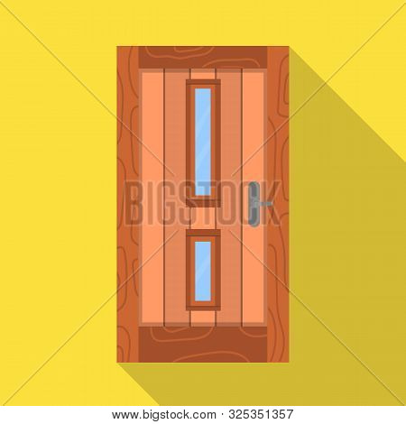 Vector Design Of Door And Wooden Sign. Set Of Door And Room Stock Vector Illustration.