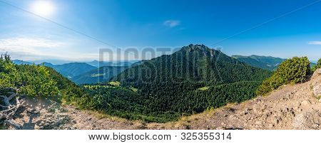 Slovakia National Parkland Mala Fatra - View From Maly Rozsutec Mountain To Nearby Hills And Valleys