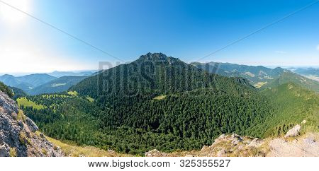 Slovakia National Parkland Mala Fatra - View From Maly Rozsutec Mountain To Nearby Hills And Valleys