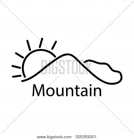 Mountain Line Stock Icon, Line Mountain, Flat Design