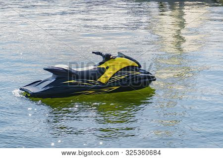Jet Ski On A Raid In The Dock, Jet Ski On The Water.