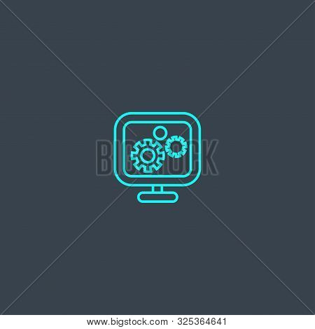 Back End Concept Blue Line Icon. Simple Thin Element On Dark Background. Back End Concept Outline Sy