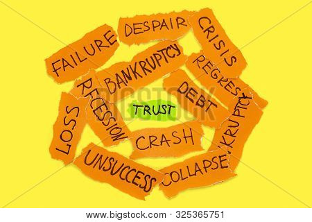 Pieces Of Paper With The Negative Words Blocked One Paper With The Word 