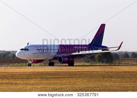 Borispol, Ukraine - September 10, 2019: Ha-lsa Wizz Air Airbus A320-200 Aircraft Landing On The Runw