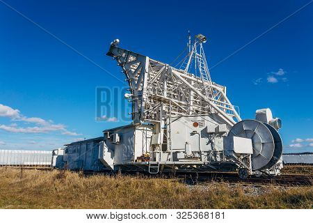 Radio Telescope Satellite Antenna Unit At Sunny Day.
