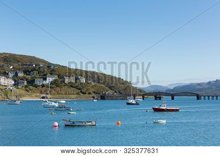 Boats In The Bay And Bridge Barmouth Gwynedd North West Wales A Beautiful Seaside Town On The Edge O