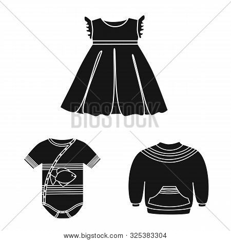 Isolated Object Of Little And Cotton Logo. Set Of Little And Kid Stock Vector Illustration.