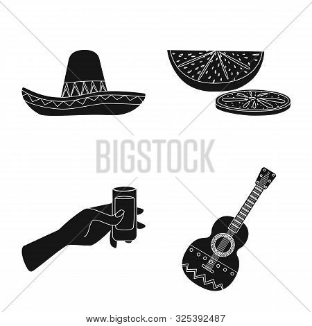 Isolated Object Of Carnival And National Logo. Set Of Carnival And Tequila Vector Icon For Stock.