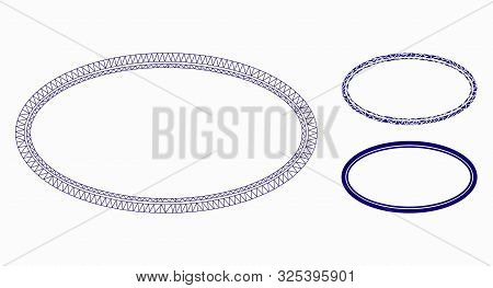 Mesh Double Oval Frame Model With Triangle Mosaic Icon. Wire Carcass Polygonal Mesh Of Double Oval F