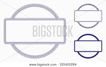 Mesh Double Round And Rectangle Frame Model With Triangle Mosaic Icon. Wire Frame Polygonal Mesh Of 