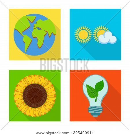 Vector Illustration Of Solar And Panel Sign. Collection Of Solar And Green Vector Icon For Stock.