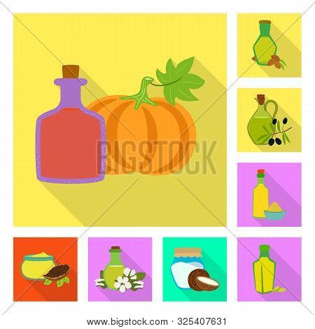 Vector Design Of Bottle And Glass Logo. Set Of Bottle And Agriculture Vector Icon For Stock.
