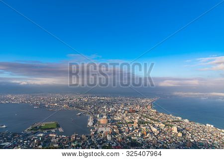 View From Mt. Hakodate Observation Deck In Sunny Day, The Expansive Vista During Daytime Is Spectacu
