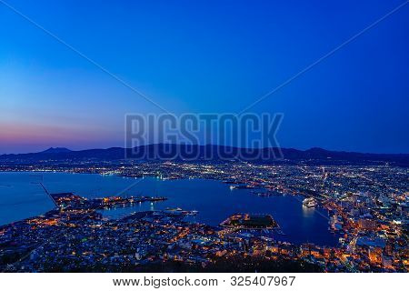 Night View From Mt. Hakodate Observation Deck, The Expansive Vista Light Up In Evening Is Spectacula