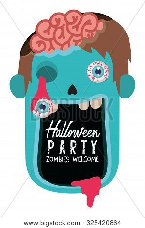 Cute Little Boy Head With Sombie Costume Vector Illustration Design