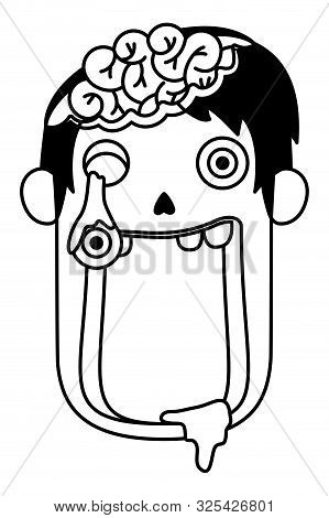 Cute Little Boy Head With Sombie Costume Vector Illustration Design