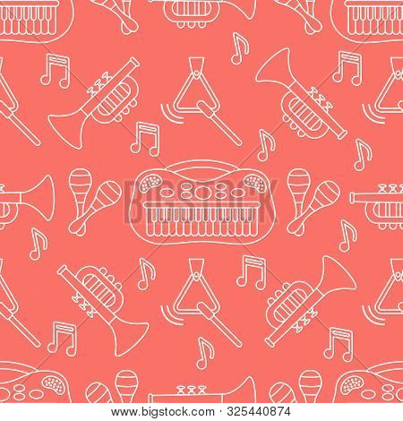 Seamless Pattern Musical Instruments Toys For Kids