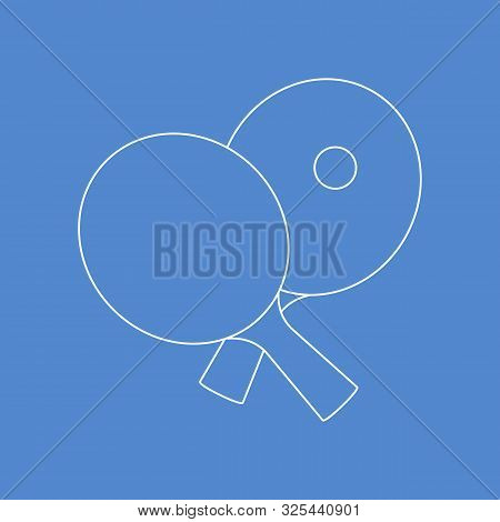 Vector Illustration With Sports Equipment For Table Tennis. Two Crossed Ping Pong Rackets And Ball. 