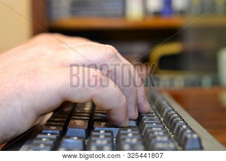 Abstract Background With Hands On The Keyboar.