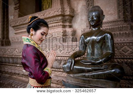 Women Model From Thailand In Lao Dress
