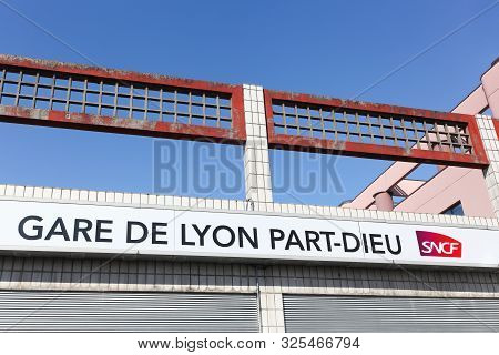 Lyon, France - March 21, 2018: Railway Station Building In Part-dieu, Lyon, France