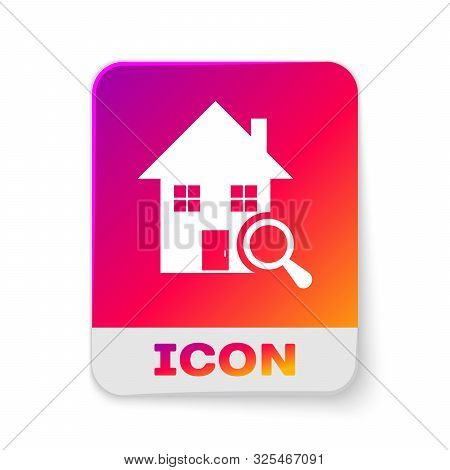 White Search House Icon Isolated On White Background. Real Estate Symbol Of A House Under Magnifying
