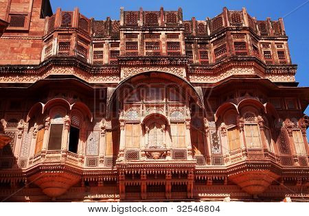 Dettaglio architettonico in Mehrangarh Fort a Jodhpur, Rjasthan, India