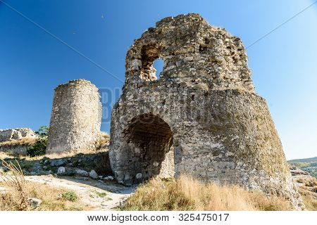 Crimea, Inkerman, September 12, 2019: The Mountaintop Cave City Of Kalamita
