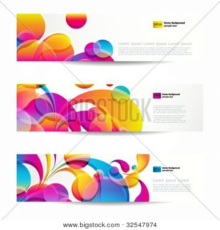Abstract web banners with colorful arc-drop for your www design