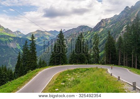 Serpentine Of A Mountain Tourist Pass Silvretta High Alpine Road, Austria
