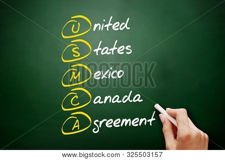 Usmca - United States Mexico Canada Agreement Acronym, Concept On Blackboard
