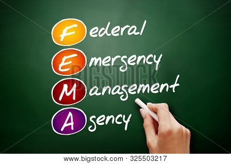 Fema - Federal Emergency Management Agency Acronym, Concept On Blackboard