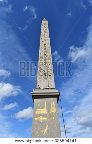 Paris, France. August 18, 2019. Obelisque De Louxor At Place De La Concorde.