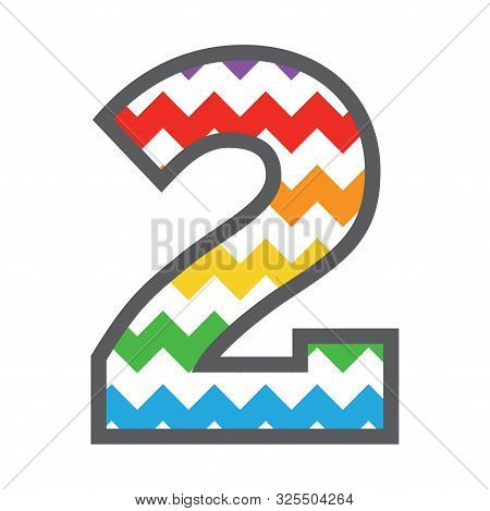 2 Two Chevron Number W Colorful Rainbow Pattern And Grey Border