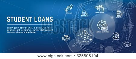 Student Loans Icon Set And Graduation Web Header Banner