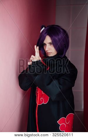 Girl Anime With Purple Hair Japan Cosplay