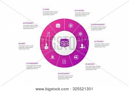 Dms Infographic 10 Steps Circle Design. System, Management, Privacy, Password Icons