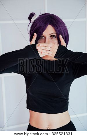 Girl Anime With Purple Hair Japan Cosplay