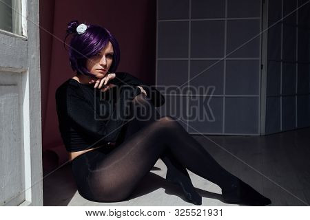 Girl Anime With Purple Hair Japan Cosplay