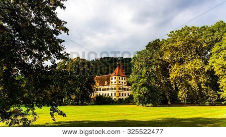 View At Eggenberg Palace In Autumn Tourist Spot, Famous Travel Destination In Styria.