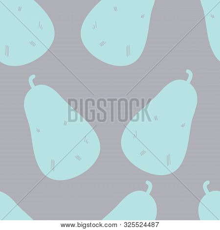 Aqua Pear Silhouettes On Gray Background Vector Seamless Pattern