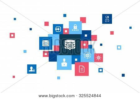 Dms Infographic 10 Steps Pixel Design.system, Management, Privacy, Password Icons