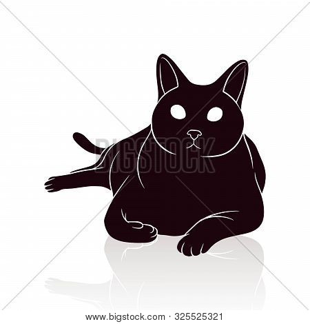 Cat Silhouette Vector Illustration Isolated On White Background