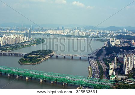 Seoul City Street View From Top In Summer